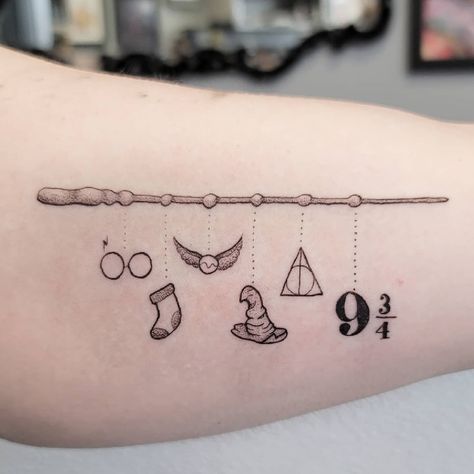 30+ Spellbinding Harry Potter Tattoo Designs: A Magical Tribute to a Timeless Saga - AI Tattoo Lab Stab Tattoo, Harry Potter Tattoo Designs, Harry Potter Tattoo Unique, Harry Potter Tattoo Sleeve, Wand Tattoo, Tattoo Unique, Potter Tattoo, Tattoo Filler, Tattoo Placement Ideas