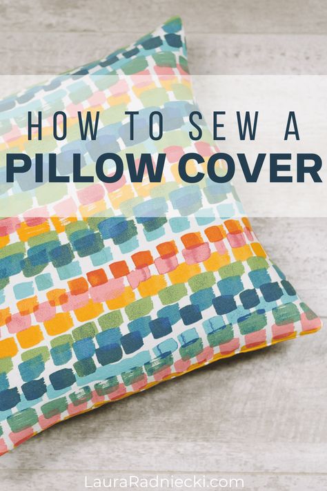 Learn how to sew a pillow cover in this easy DIY sewing tutorial, teaching you how to make an envelope pillow cover style for any pillow. Sew A Pillow Cover, Sew A Pillow, Envelope Pillow Cover, Make An Envelope, Pillow Covers Tutorial, No Sew Pillow Covers, Envelope Pillow, Pillow Cases Diy, Sewing Machine Quilting