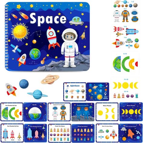 Space themed busy book for kids. If you have students who like space they will love this book. Preschool Montessori, Learning Weather, Toys For Toddlers, Educational Activities For Kids, Montessori Materials, Preschool Learning Activities, Toddler Books, Montessori Activities, Toys For Kids