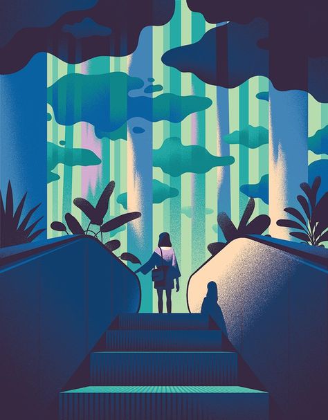 Start Embracing Nature New Scientist, Embrace Nature, Nature Posters, Communication Art, Lost Art, Landscape Illustration, Cat Person, Editorial Illustration, Motion Design