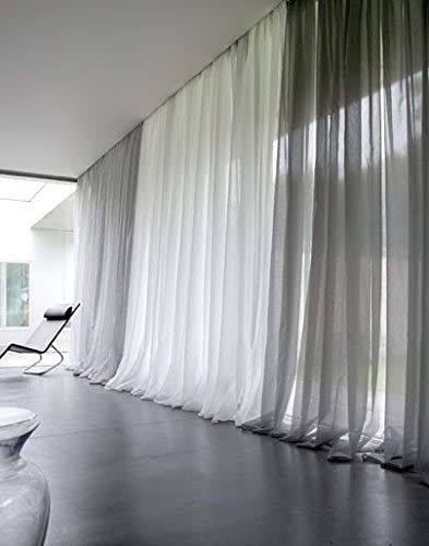 Amazon.com: Empire Home Solid Pure White Sheer Voile Curtain Window Curtain Panel/Valance (120" Super Long Panel) : Home & Kitchen Blue Kitchen Curtains, Bay Window Curtain Poles, Window Treatments Bedroom, Long Curtains, Voile Curtains, Bedroom Window, Grey Curtains, Curtains Living, Custom Drapes