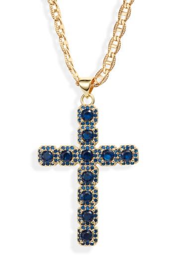 Colorful round cubic zirconia cluster on this eye-catching cross pendant set on an 18-karat gold-plated chain with intricate etchings. 18k-gold plate/cubic zirconia Made in the USA of imported materials Unique Cross Necklace Womens, Italian Cross Necklace, Blue Cross Necklace, Gold And Turquoise Jewelry, Big Cross Necklace, Christian Necklaces, Cross Pendant Necklace Woman, Cross Necklace Gold, Good Jewelry