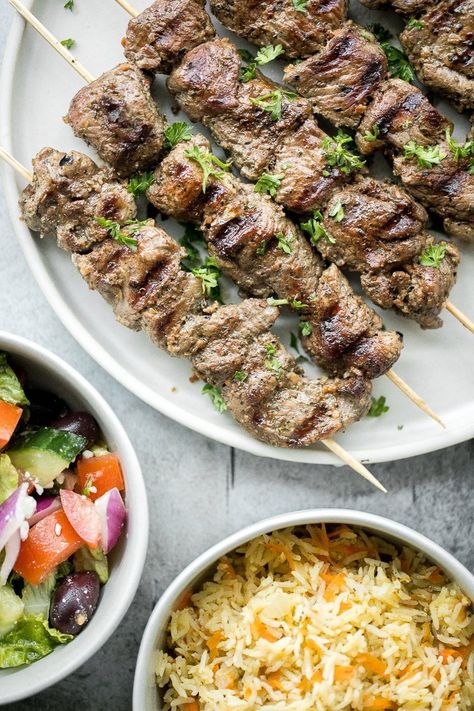 Souvlaki Skewers, Lamb Souvlaki, Greek Lamb, Skewers, Meal Ideas, Good Eats, Food And Drink, Meat