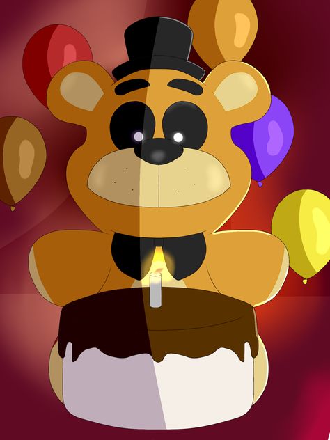 HAPPY BIRTHDAY FNAF 4!!! Happy Fazbear Birthday, Fnaf Birthday Cards, Fnaf Happy Birthday, Fnaf Birthday Fanart, Golden Freddy Drawing Easy, Freddy Fazbear Birthday Cake, Anime Freddy Fazbear, Fnaf Celebrate Poster, Lion Hd Wallpaper