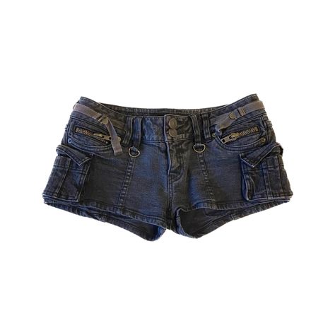 Low Waist Cargo Shorts, Y2k Shorts Png, Jean Shorts Png, Shorts Png, Clothes Pieces, Kiss Clothes, 2024 Fits, Denim Cargo Shorts, Grunge Shorts