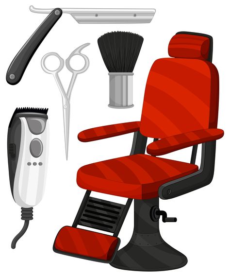 Download the Barber chair and other equipments 418588 royalty-free Vector from Vecteezy for your project and explore over a million other vectors, icons and clipart graphics! Red Leather Sofa, Modern Apartment Living Room, Square Sofa, Yellow Sofa, Brush Art, Yellow Chair, Cake Printing, Blue Armchair