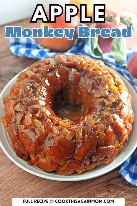 Experience the goodness of Apple Monkey Bread. This delicious pull-apart bread is made with fresh apples, cinnamon, and scanned biscuit for a simple treat. Monkey Bread With Apple Pie Filling, Baking With Monk Fruit, Apple Monkey Bread With Cinnamon Rolls, Apple Monkey Bread Recipe, Apple Monkey Bread With Canned Biscuits, Monkey Bread Apple, Money Bread With Biscuits, Apple Pie Monkey Bread Recipe, Banana Blueberry Oatmeal Muffins