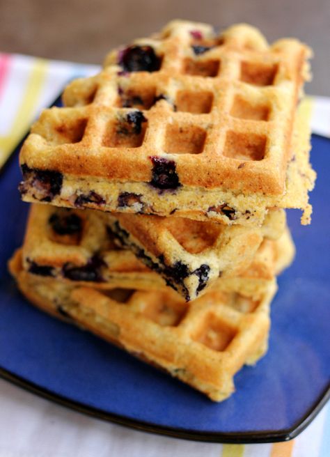 Cornmeal Waffles, Blueberry Cornbread, Cornmeal Recipes, Cornbread Waffles, Blueberry Waffles, Vegan Waffles, Dessert Alternatives, Waffle Maker Recipes, Breakfast Waffles