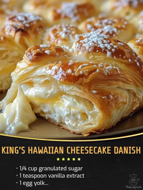 Crockpot Recipes | King’s Hawaiian Cheesecake Danish 🌞🧀🍞 | Facebook Hawaiian Cheesecake Danish, Cheesecake Danish, Hawaiian Cheesecake, Danish Recipes, Polish Desserts, Hawaiian Sweet Rolls, King Food, Chicken Marsala, Sweet Rolls