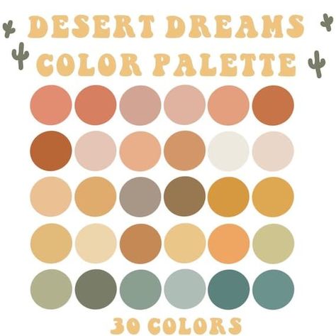 Desert Dreams Procreate Color Palette - Etsy in 2022 | Vintage colour palette, Retro color palette, House color palettes Desert Dreams Color Palette, Procreate Color Palette Aesthetic, Desert Colour Palette, Art Colour Palettes, Earthy Color Palette Bedrooms, Desert Mood Board, Hippie Color Palette, All Color Palette, Color Palette For Bedroom