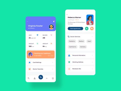 Doctor & Patient Profile by Tiep Nguyen App Design Profile, Profile App, To Do App, Doctor Patient, Pill Reminder, Ui Design Mobile, Medical App, App Design Layout, Mobile App Design Inspiration