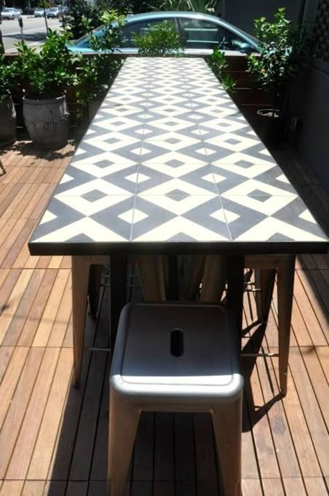 Hi there! I am at the planning stages of making an Outdoor Dining Table approximately 2400x1200 in size and I am wanting to tile the table top within... Diy Tile Table Top, Diy Outdoor Table Top, Diy Tile Table, Tiled Patio, Tile Patio Table, Meja Outdoor, Tile Table Top, Table Tile, Tiled Table