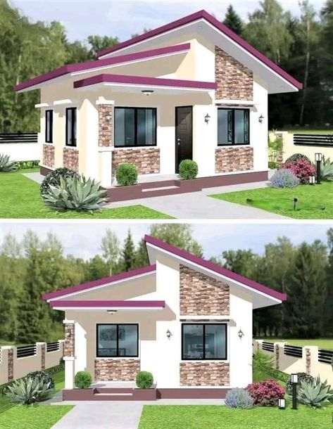 mas ideas.. - Casas de campo y más. Natural Stone Facade, Ideas Para Casas, Modern Bungalow House Plans, Drawing House Plans, Modern Bungalow House Design, Three Bedroom House Plan, One Storey House, Flat Roof House, Affordable House Plans