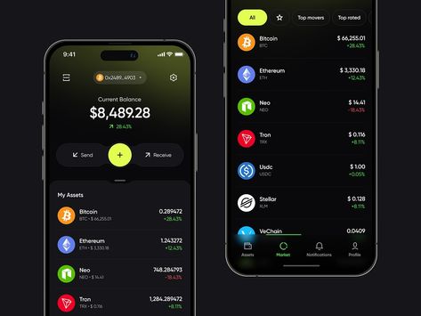 Crypto Wallet app UI by Nicholas Ergemla for Awsmd on Dribbble - https://dribbble.com/shots/23946214-Crypto-Wallet-app-UI Crypto Mobile App, Crypto App Ui Design, Crypto Design, Coin App, Hotel App, Ux Design Mobile, Investment App, Crypto Wallet, Ux Mobile