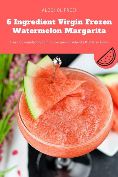 virgin frozen watermelon margarita (1) Virgin Margarita Recipe, Fruity Margarita Recipe, Watermelon Margarita Recipe, Margarita Drinks, Virgin Margarita, Frozen Watermelon Margarita, Unique Smoothies, Watermelon Popsicles, Watermelon Drink