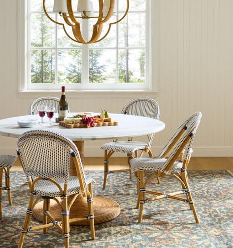 Serena and Lily | Decorate & Celebrate Well Loved Homes Parisian Bistro Chairs, Parisian Bistro, Modern Color Palette, Rattan Dining Chairs, French Chairs, Home Board, Serena And Lily, Bistro Chairs, Bedding Brands