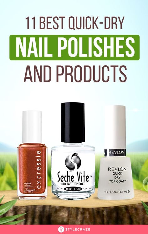 11 Best Quick-Dry Nail Polishes And Products To Buy Online: There are quick-dry nail products that help dry your nail paint within minutes. They are formulated with volatile ingredients that absorb the solvents in the nail polish to speed up the drying process. They do not smudge or mess up your nails. #Nails #NailCare #NailArt #NailPolish How To Dry Nail Polish Fast, How To Make Nail Polish Dry Faster, Make Nail Polish Dry Faster, Dazzle Dry Nail Polish, Best Quick Drying Nail Polish, Quick Dry Nail Polish Hack, Nail Discoloration, Fast Drying Nail Polish, Chipped Nail Polish