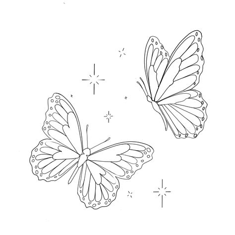 Butterfly Monarch Drawing, Butterfly Stencil Templates Tattoo, Linework Butterfly Tattoo Design, Monarch Butterfly Line Drawing, 2 Butterfly Tattoo Stencil, Linework Tattoo Stencil, Butterfly Tattoo Linework, Butterfly Tattoo Stencil Design, Butterflies Tattoo Stencil