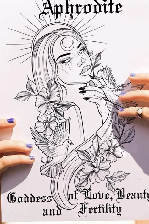 Virgo Witch Tattoo, Tattoo Sleeve Mythology, Tattoos Greek, Greek Goddess Tattoo, Tattoos Tiger, Traditional Tattoo Outline, Aphrodite Tattoo, Greek God Tattoo, Tiger Tattoo Sleeve