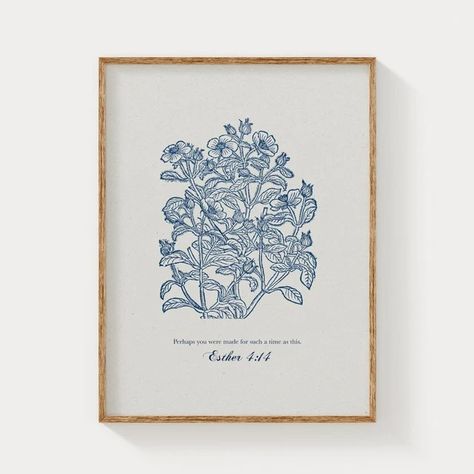 PrintsEscape - Etsy Catholic Decor, Prayer Corner, Floral Toile, Illustration Botanique, Wall Art Blue, Scripture Print, Inspirational Scripture, Scripture Wall Art, Bible Verse Prints