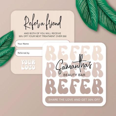 Loyalty Marketing, Price List Design, Salon Nails, Referral Cards, Lash Salon, Refer A Friend, Groovy Font, Retro Beauty, Branding Template