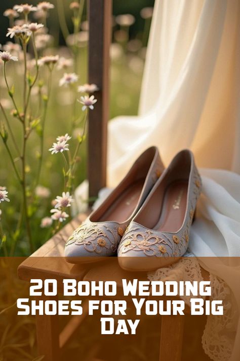 Did you know that boho wedding shoes can elevate your bridal style with a touch of whimsy? Discover stunning bohemian designs, from lace-up sandals to vintage-inspired boots. Perfect for the free-spirited bride, these shoes complement any rustic or outdoor wedding theme. Step into comfort and style with the perfect blend of fashion and function. Get inspired with our curated collection of must-have boho chic bridal footwear! Comfy Wedding Shoes Brides, Boho Bridal Shoes, Garden Wedding Shoes, Outdoor Wedding Theme, Bohemian Wedding Shoes, Outdoor Wedding Shoes, Block Heels Wedding, Wedding Themes Outdoor, Comfy Wedding Shoes