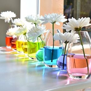 50 Dollar Store DIY Spring Decor Ideas Wedding Food Cheap, Water Centerpieces, Rainbow Centerpiece, Spring Mason Jar, Easter Centerpieces Diy, Tafel Decor, Spring Centerpiece, Spring Decor Diy, Easter Tablescapes