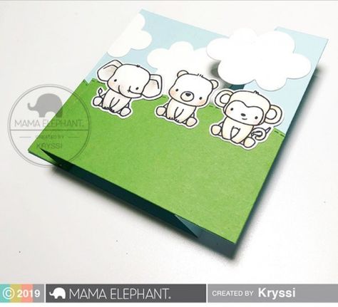 wiper surprise interactive card Mama Elephant Stamps, Mama Elephant, Interactive Cards, Elephant Design, Shaker Cards, Cute Elephant, Animal Cards, Simple Gifts, Pop Up Cards