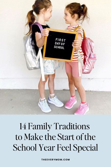 Starting a few back-to-school family traditions to celebrate a new school year is super fun. Check out this list for our best ideas! Start Of School Year Ideas Kindergarten, First Day Of School Traditions For Kids, Back To School Traditions For Kids, 1st Day Of School Traditions, First Day Of Kindergarten Traditions, Last Day Of School Traditions Families, School Traditions To Start, First Day Of School Traditions, Back To School Traditions