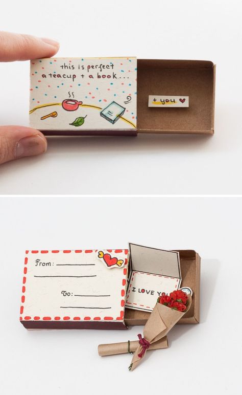 Matchbox Crafts, Anniversaire Diy, Matchbox Art, 카드 디자인, Easy Diy Gifts, Origami Crafts Diy, Cadeau Diy, Kraf Diy, Diy Valentines Gifts