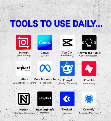 Essential Apps, Social Media Marketing Planner, Social Media Content Planner, Secret Websites, Content Creation Tools, Social Media Management Tools, Business Marketing Plan, Social Media Marketing Business, Learning Websites