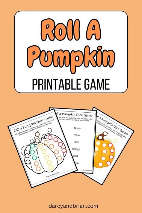 Looking for engaging fall activities for children? Try our Roll a Pumpkin Game! This adorable dice game is perfect for preschoolers to practice early math skills like subitizing, number recognition, and color recognition. Get your little ones excited about learning with this fun and educational game. Pumpkin Dice Game, Pumpkin Game, Pumpkin Games, Printable Math Games, Winter Words, Fun Fall Activities, Autumn Activities For Kids, Activities For Children, Summer Crafts For Kids