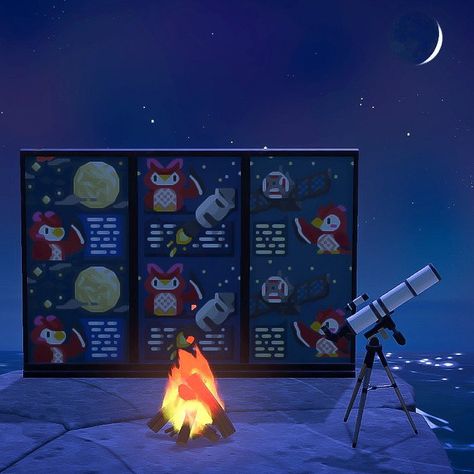 ACNH🍄 on Instagram: “Made a star watching area 🗿👍🏼” Acnh Science Area, Star Watching, Acnh Patterns, Acnh Inspiration, Acnh Clothes, Happy Home Designer, City Folk, Acnh Ideas, New Animal Crossing