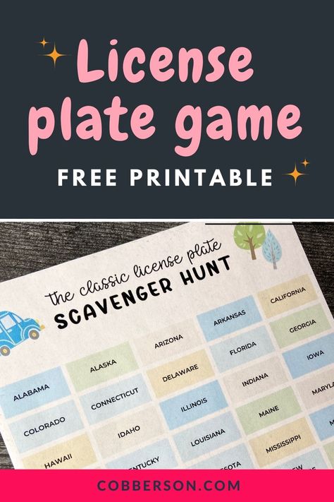 Say goodbye to 'Are we there yet?' moments and hello to fun-filled interactions with this Free Printable License Plate Game 🚗. An absolute must-have for your family road trips! Who knew those tiny plates could serve as a great source of entertainment? 😄 License Plate Game Printable, License Plate Game, Games For Preschoolers, Vacation Games, Trip Games, Rainy Day Fun, Activities For Girls, Activities For Boys, Road Trip Games