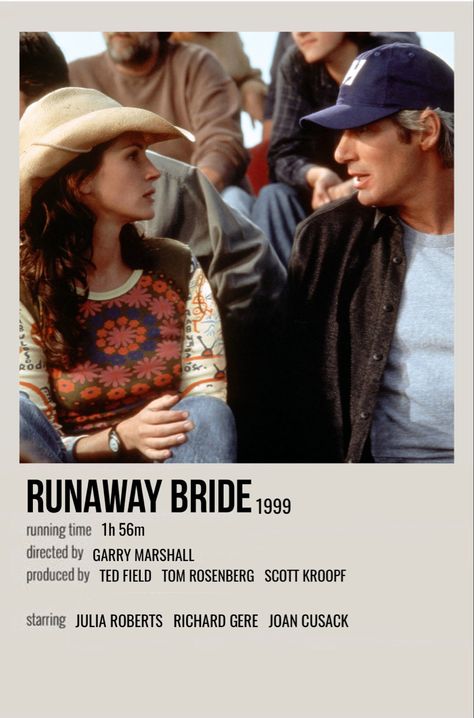 Runaway Bride Poster, Runaway Bride Aesthetic, Runaway Bride Movie, The Bride Movie, Julia Roberts Movies, Polaroid Movie Poster, Romcom Movies, Film Polaroid, Rom Coms