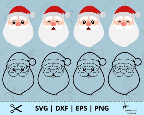 Santa Faces, Stencil Outline, Hand Painted Wine Bottles, Santa Head, Santa Svg, Prim Christmas, Christmas Stencils, Santa Face, Silhouette Files