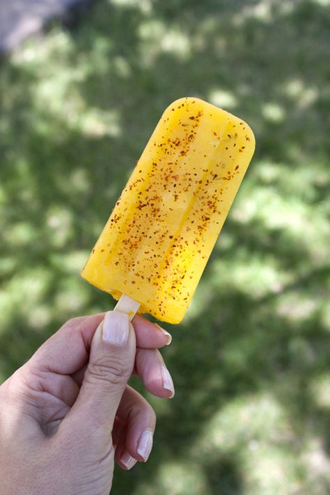 Mango-Chile Paletas — An ice-cold summer treat with a little Latin sabor. Mexican Paletas Recipe, Mexican Paletas, Paletas Recipes, Mango Chile, Seasonal Cooking, Fresh Fruit Juice, Mango Chunks, Cold Treats, Cold Summer