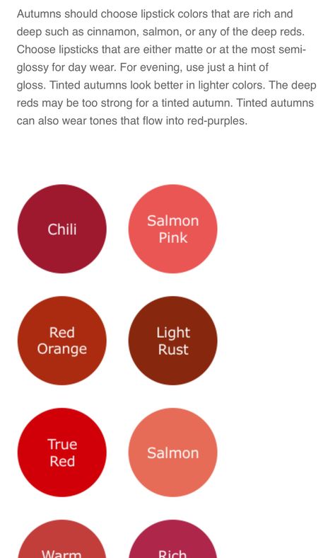 True Autumn Lipstick Colour, Deep Autumn Lipstick, Warm Skin Tone Colors, Autumn Lipstick, Twilight Autumn, Cottagecore Makeup, Skin Tone Clothing, Deep Autumn Makeup, Hoc Autumn