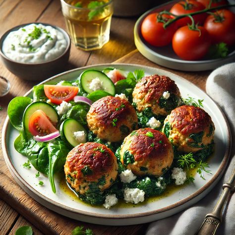 Baked Turkey Meatballs with Spinach and Feta Turkey Meatballs With Spinach, Meatballs With Spinach, Baked Turkey Meatballs, Turkey Meatballs Baked, Baked Turkey, Turkey Meatballs, Food Poster Design, Anime Food, Spinach And Feta