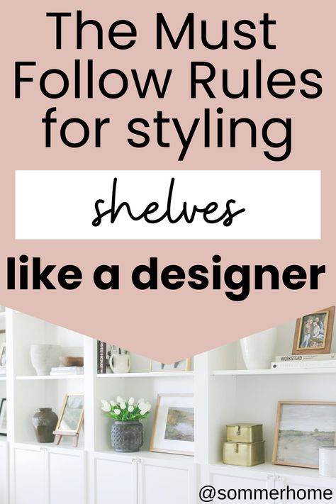 Great Room Shelf Decor, 2 Shelf Styling, How To Style Narrow Shelves, Deep Shelf Styling, How To Display Nick Nacks, Decorate Built In Shelves Living Room, Shelves Display Ideas, Office Shelves Decor, How To Style Shelves