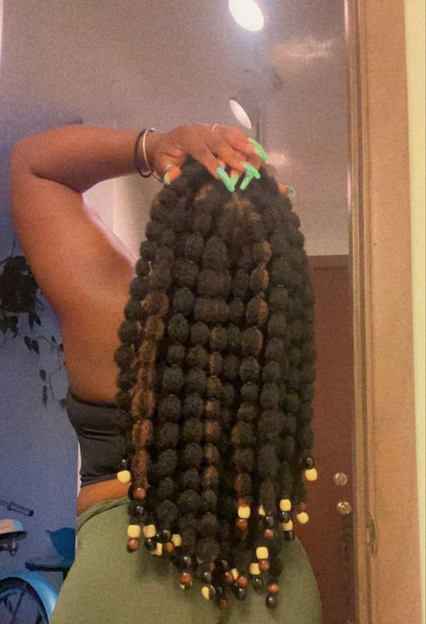 Poodle Hairstyles Black Women, Baps Inspired Hair, Puff Braids Hairstyles, Crochet On Black Women, Puff Puff Hairstyles, Types Of Parts In Hair, Bubble Braids On Short Curly Hair, Afro Puffs Hairstyles Black Women, Poodle Braids Hairstyle