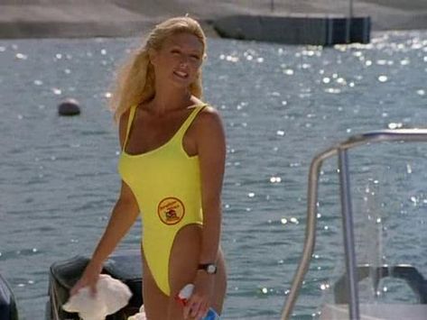 A Knife in the Heart (2000) Baywatch Tv Show, Baywatch Hawaii, Yellow Swimsuit, Yellow Swimsuits, Baywatch, High Cut, In The Heart, Leotards, One Piece Swimsuit