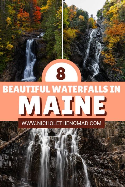 The ultimate guide to Maine waterfalls! Maine has stunning waterfalls throughout the state that should be on your bucket list. This guide has everything you need to know about the Maine waterfalls, including the best seasons to visit, what to pack, and the best waterfalls in Maine. Visit Maine, United States Photography, Maine Travel, Hiking Photography, Camping Destinations, Adventure Guide, Hiking Tips, Cabin Life, Best Seasons