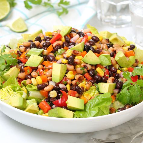 Mexican Bean Salad - The Domestic Geek Meal Prep Shrimp, Domestic Geek Recipes, 10 Minute Meal, Gf Df Meals, Salad Protein, Mexican Bean Salad, Geek Recipes, Healthy Simple Recipes, Taco Mexican