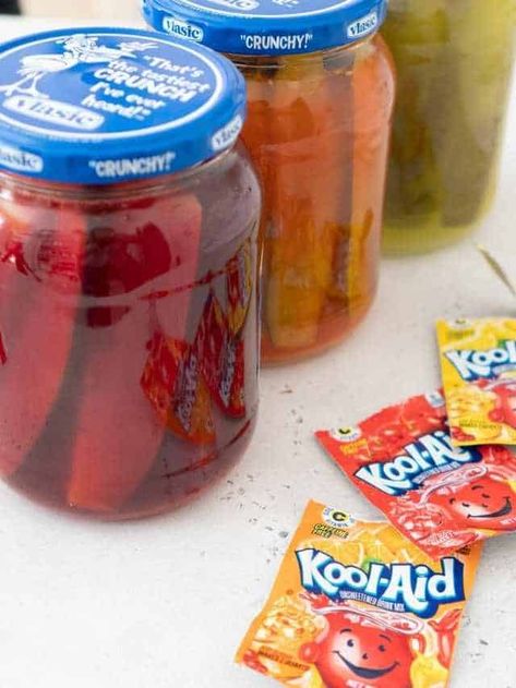 Kool Aid Pickles, Hot Pepper Relish, Kool Aid Flavors, Southern Recipe, Candy Fruit, Sour Mix, 12 Tomatoes, Watermelon Recipes, Fair Food Recipes