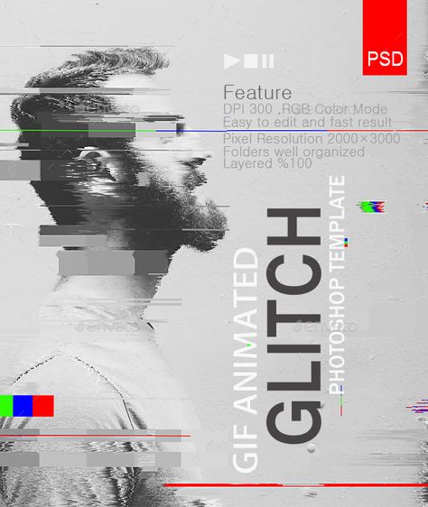 Gif Animated Glitch - Photoshop Templates - Photo Templates Graphics Flyer Dj, Photoshop For Beginners, Photoshop Tutorial Graphics, Photo Action, Advanced Photoshop, Gif Animated, Photoshop Collage, Beginner Photo Editing, Editing Photo