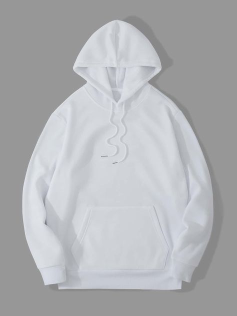 Loose Hoodie, Basic Hoodie, Hoodie Streetwear, Lined Hoodie, Long Sleeve Tops Casual, Mens Fleece, Streetwear Outfit, White Hoodie, Casual Hoodie