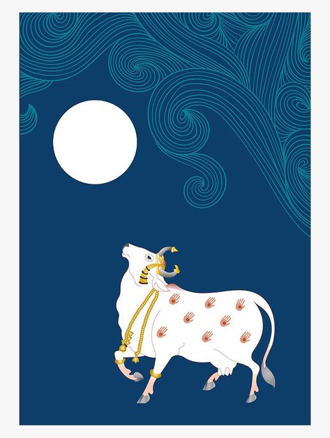 Kamdhenu Cow Painting, Modern Pichwai Paintings, Indian Cow, Rig Veda, Pichwai Art, Pichwai Painting, Cow Illustration, Pichwai Paintings, Contemporary Art Painting