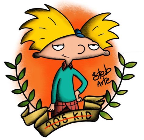 Hey Arnold Tattoo, Rugrats Tattoo, Arnold Cartoon, Auto Tattoo, Cartoon Tattoo Ideas, Animated Shows, Cartoon Tattoo, Tasteful Tattoos, Hey Arnold