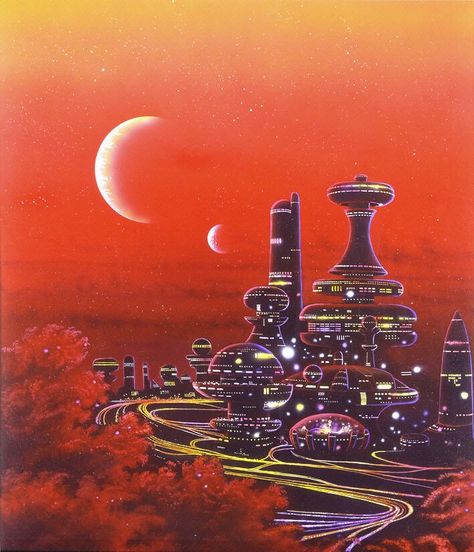 Futurism Art, Futurisme Retro, Science Fiction Artwork, 70s Sci Fi Art, Sci Fi City, Arte Peculiar, Scifi Fantasy Art, Retro Kunst, New Retro Wave